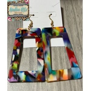 Multicolor Geometric Dangle Earrings NEW